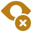 Gold eye icon with a crossed-out circle, representing privacy, hidden content, or restricted access.